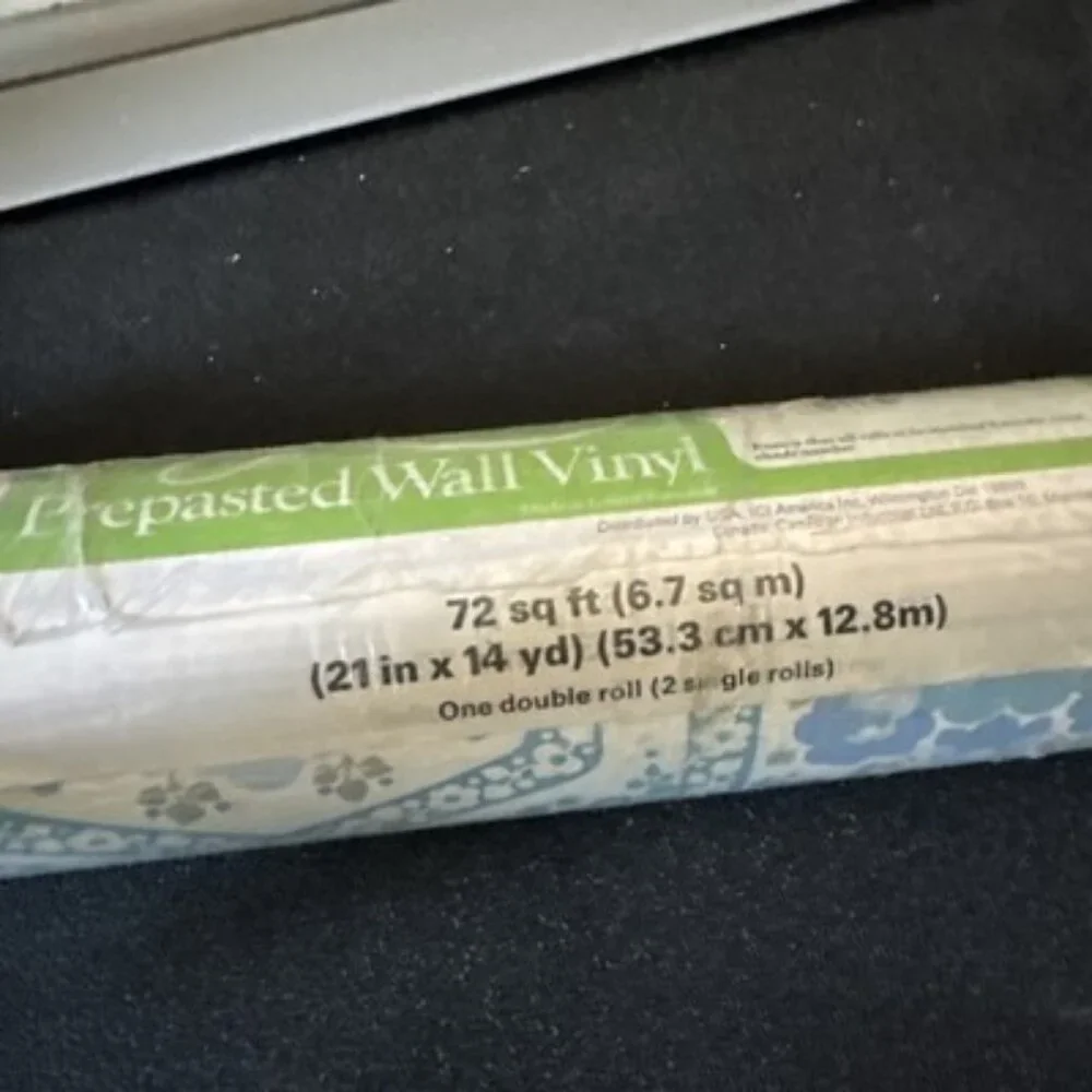 Vymura Wallpaper NEW VINTAGE Lorraine Blue Prepasted Wall Vinyl 72 SF